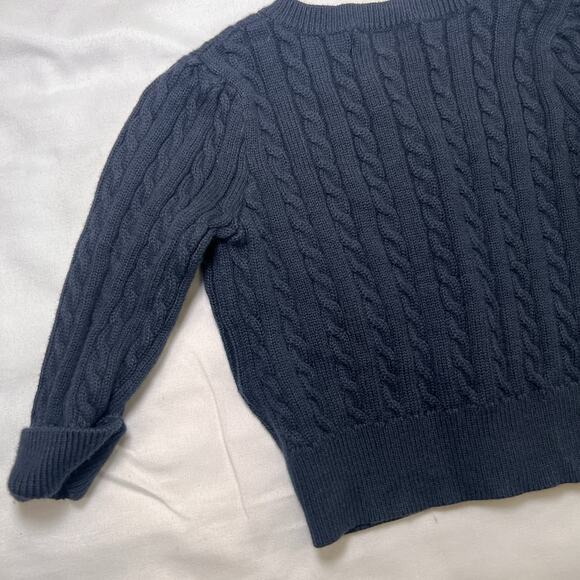 Ralph Lauren Cardigan Baby Size 6M Navy Blue Cable Knit Preppy Classic Polo Logo - Picture 9 of 12